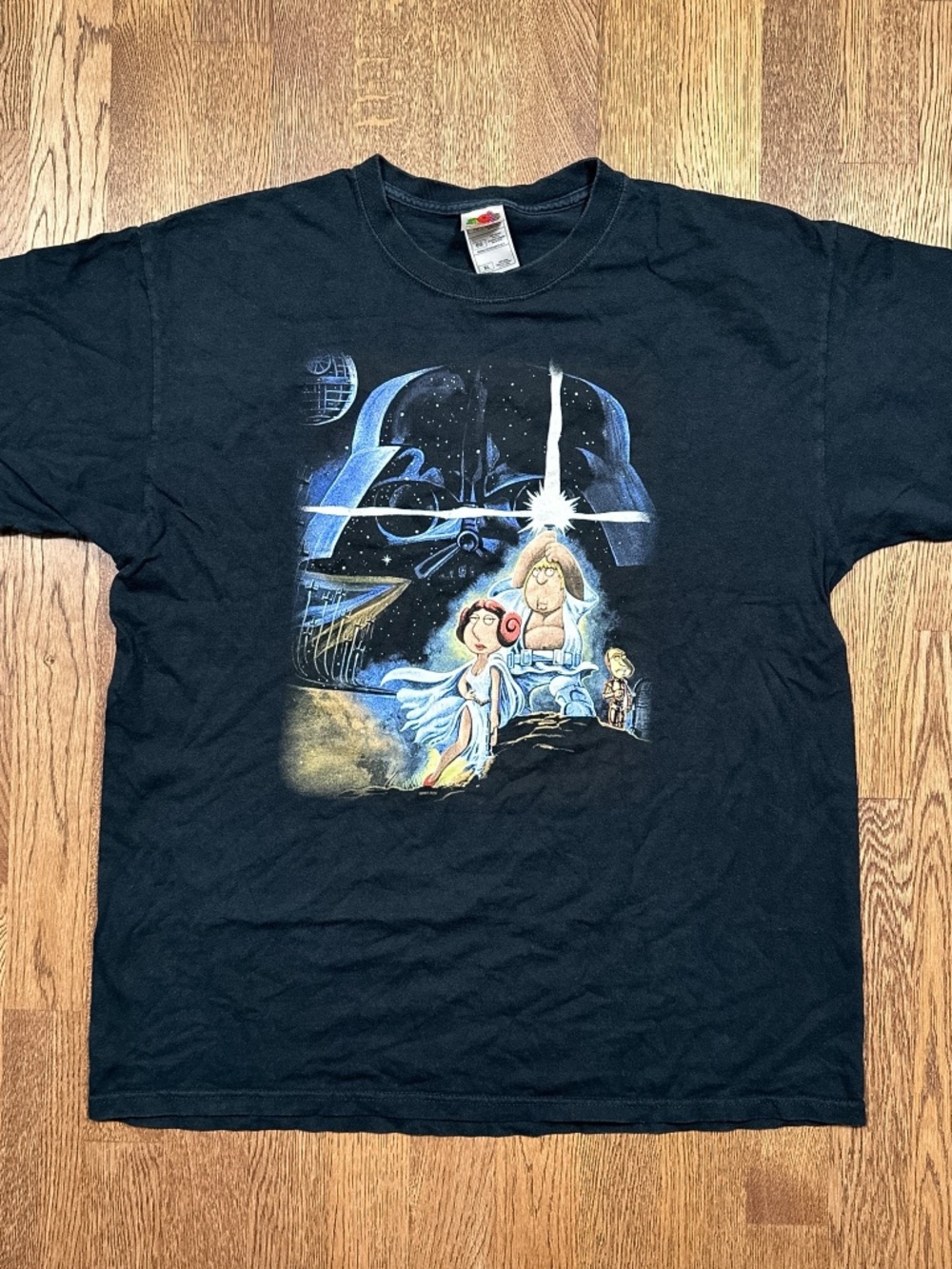 Vintage Y2K Family Guy Blue Harvest Star Wars Parody TV Show T Shirt Mens XL